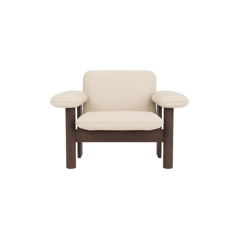 Audo Copenhagen Brasilia Lounge Chair, Low Back in Dark Stained Oak with Logan Jasmine, packshot on white