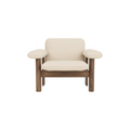 Audo Copenhagen Brasilia Lounge Chair, Low Back in Walnut with Logan Jasmine, packshot on white