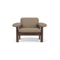 Audo Copenhagen Brasilia Lounge Chair, Low Back in Dark Stained Oak with Logan Flint, packshot on white