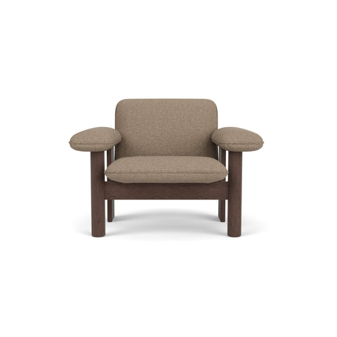 Audo Copenhagen Brasilia Lounge Chair, Low Back in Dark Stained Oak with Logan Flint, packshot on white