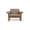 Audo Copenhagen Brasilia Lounge Chair, Low Back in Walnut with Logan Flint, packshot on white