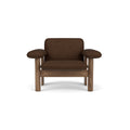 Audo Copenhagen Brasilia Lounge Chair, Low Back in Walnut with Audo Bouclé 07, packshot on white