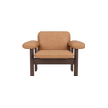 Audo Copenhagen Brasilia Lounge Chair, Low Back in Dark Stained Oak with Camel Dunes, packshot on white