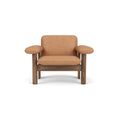 Audo Copenhagen Brasilia Lounge Chair, Low Back in Walnut with Camel Dunes, packshot on white