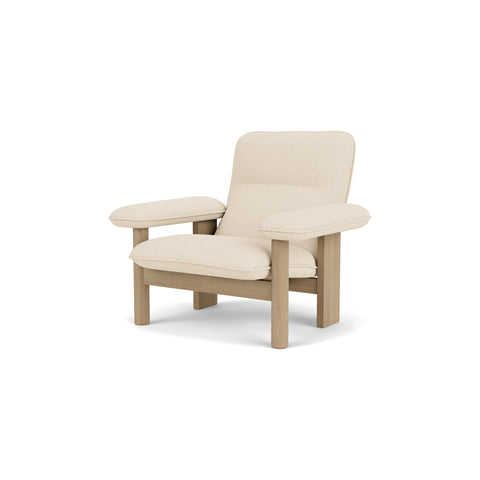 Audo Copenhagen Brasilia Lounge Chair in Natural Oak and Logan Jasmine, packshot on white