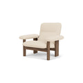 Audo Copenhagen Brasilia Lounge Chair in Walnut and Logan Jasmine, packshot on white