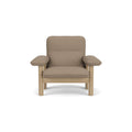 Audo Copenhagen Brasilia Lounge Chair in Natural Oak and Logan Flint, packshot on white
