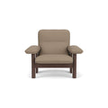 Audo Copenhagen Brasilia Lounge Chair in Dark Stained Oak and Logan Flint, packshot on white