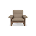Audo Copenhagen Brasilia Lounge Chair in Walnut and Logan Flint, packshot on white
