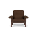 Audo Copenhagen Brasilia Lounge Chair in Dark Stained Oak and Audo Bouclé 07, packshot on white