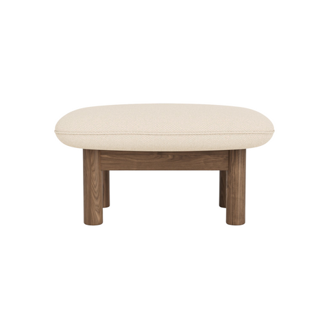 Audo Copenhagen brasilia-ottoman in Walnut with Logan Jasmine, packshot on white