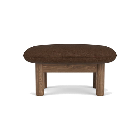Audo Copenhagen brasilia-ottoman in Walnut with Audo Bouclé 07, packshot on white