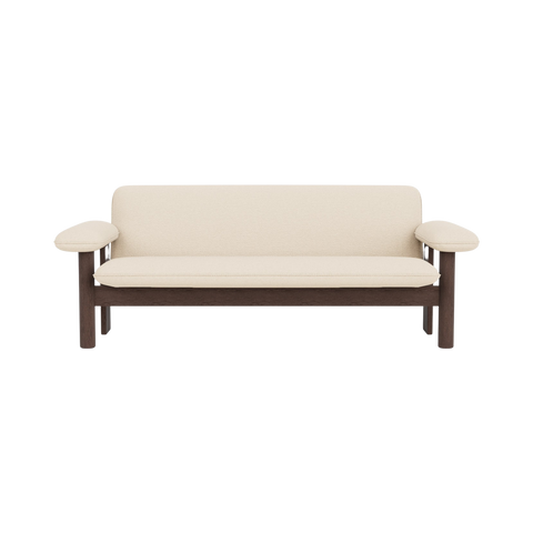 Audo Copenhagen Brasilia Sofa in Dark Stained Oak with Logan Jasmine, packshot on white