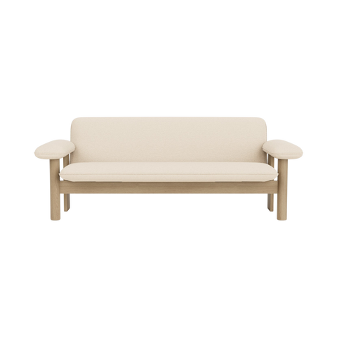 Audo Copenhagen Brasilia Sofa in Natural Oak with Logan Jasmine, packshot on white