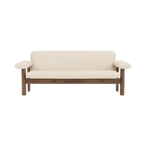 Audo Copenhagen Brasilia Sofa in Walnut with Logan Jasmine, packshot on white