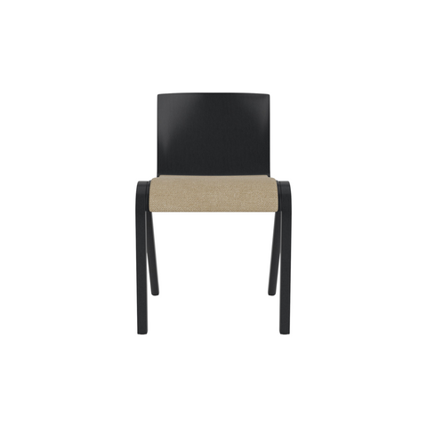 Audo Copenhagen Ready Dining Chair, Partially Upholstered in Black Oak with Audo Bouclé 02, packshot on white