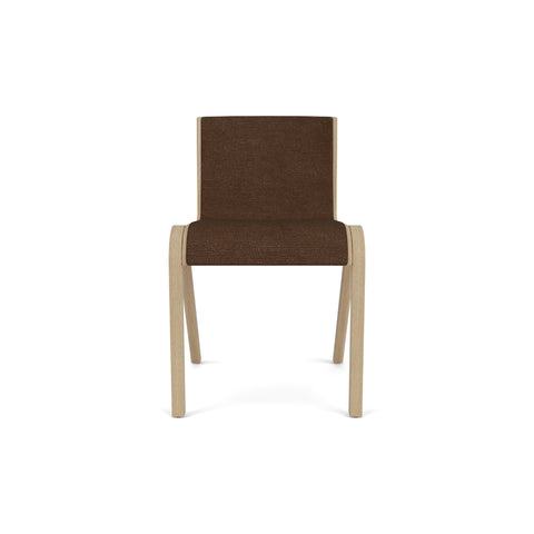 Audo Copenhagen Ready Dining Chair, Fully Upholstered in Natural Oak with Audo Bouclé 07, packshot on white