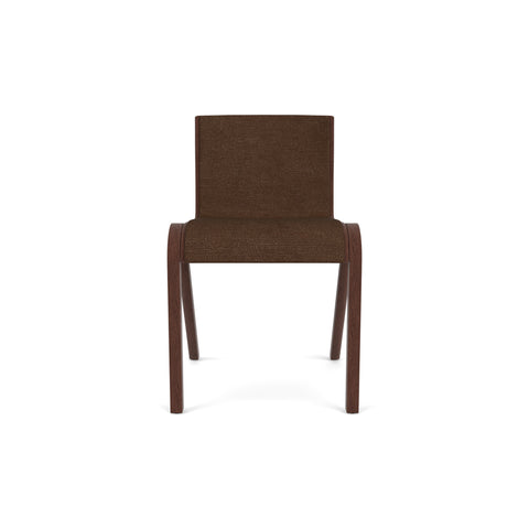 Audo Copenhagen Ready Dining Chair, Fully Upholstered in Red Stained Oak with Audo Bouclé 07, packshot on white