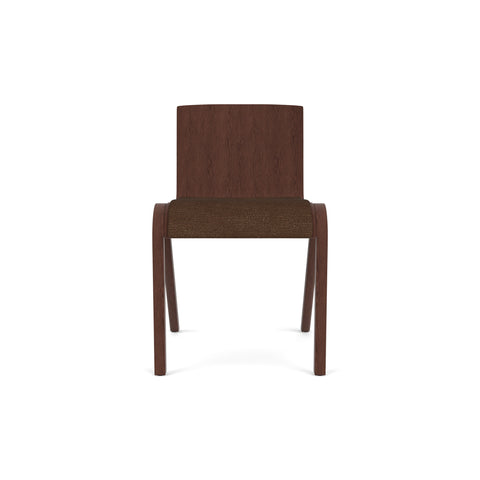 Audo Copenhagen Ready Dining Chair, Partially Upholstered in Red Stained Oak with Audo Bouclé 07, packshot on white