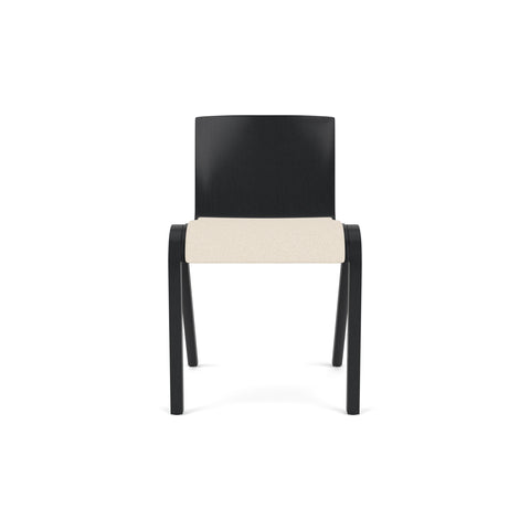 Audo Copenhagen Ready Dining Chair, Partially Upholstered in Black Oak with Logan Jasmine, packshot on white