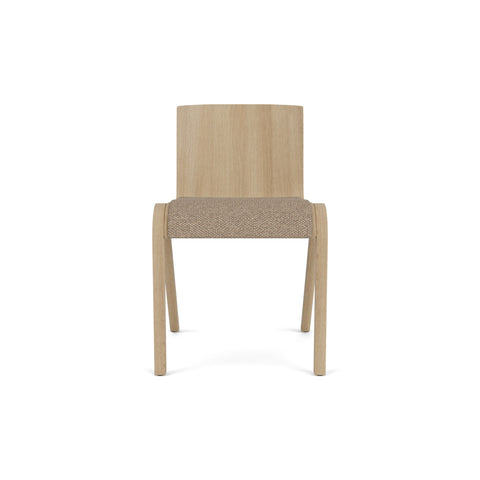 Audo Copenhagen Ready Dining Chair, Partially Upholstered in Natural Oak with Logan Flint, packshot on white