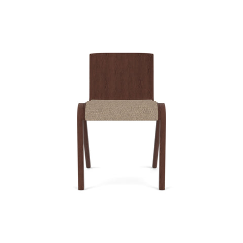 Audo Copenhagen Ready Dining Chair, Partially Upholstered in Red Stained Oak with Logan Flint, packshot on white