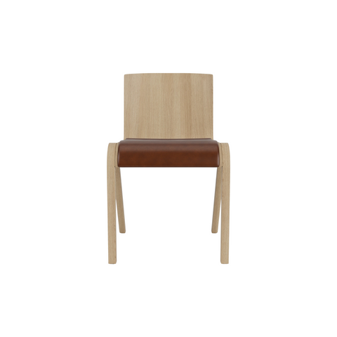 Audo Copenhagen Ready Dining Chair, Partially Upholstered in Natural Oak with Aida 0329, packshot on white