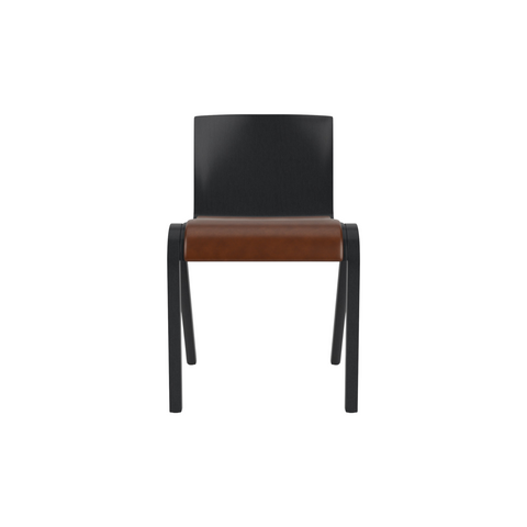 Audo Copenhagen Ready Dining Chair, Partially Upholstered in Black Oak with Aida 0329, packshot on white