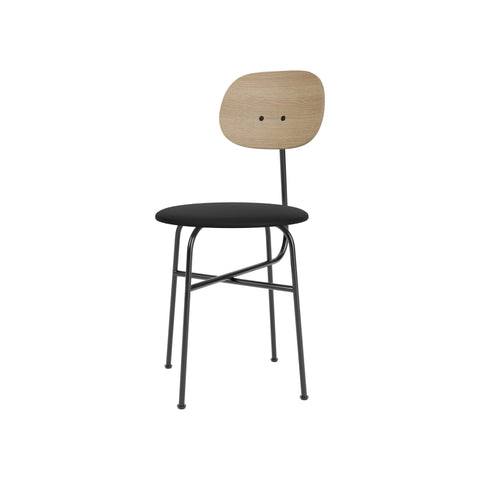 Audo Copenhagen Afteroom Plus Dining Chair, Upholstered Seat in Natural Oak and Sierra 1001, packshot on white