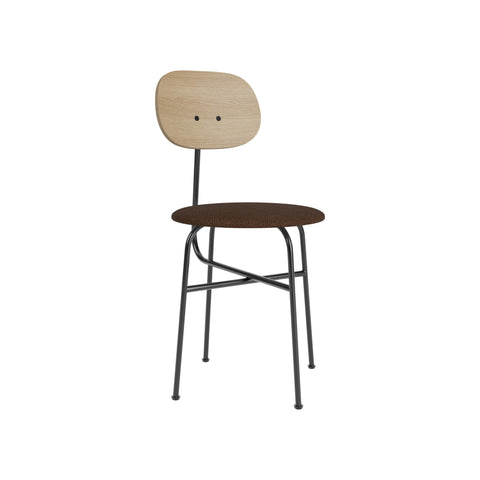 Audo Copenhagen Afteroom Plus Dining Chair, Upholstered Seat in Natural Oak and Audo Bouclé 07, packshot on white