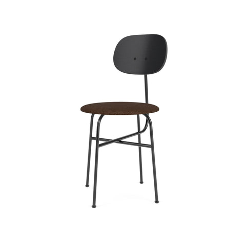 Audo Copenhagen Afteroom Plus Dining Chair, Upholstered Seat in Black Painted Ash and Audo Bouclé 07, packshot on white