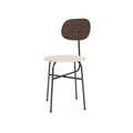 Audo Copenhagen Afteroom Plus Dining Chair, Upholstered Seat in Dark Stained Oak and Logan Jasmine, packshot on white