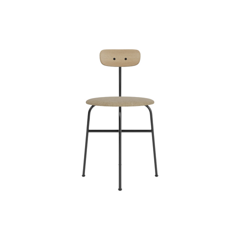 Audo Copenhagen Afteroom Dining Chair, Upholstered Seat in Natural Oak with Audo Bouclé 02, packshot on white