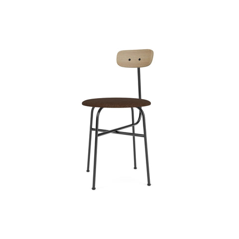 Audo Copenhagen Afteroom Dining Chair, Upholstered Seat in Natural Oak with Audo Bouclé 07, packshot on white
