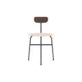 Audo Copenhagen Afteroom Dining Chair, Upholstered Seat in Dark Stained Oak with Logan Jasmine, packshot on white