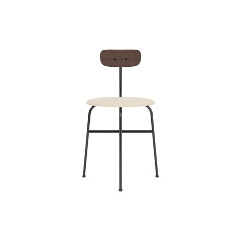 Audo Copenhagen Afteroom Dining Chair, Upholstered Seat in Dark Stained Oak with Logan Jasmine, packshot on white