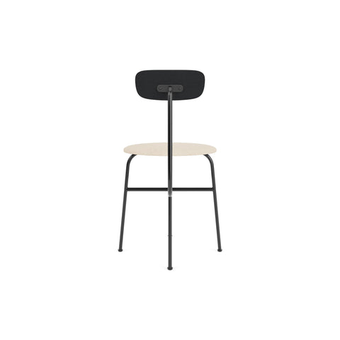 Audo Copenhagen Afteroom Dining Chair, Upholstered Seat in Black Painted Ash with Logan Jasmine, packshot on white