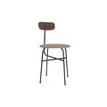 Audo Copenhagen Afteroom Dining Chair, Upholstered Seat in Dark Stained Oak with Logan Flint, packshot on white
