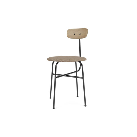 Audo Copenhagen Afteroom Dining Chair, Upholstered Seat in Natural Oak with Logan Flint, packshot on white