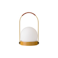Audo Copenhagen Carrie Portable Lamp, Leather Handle in Golden Brown, packshot on white