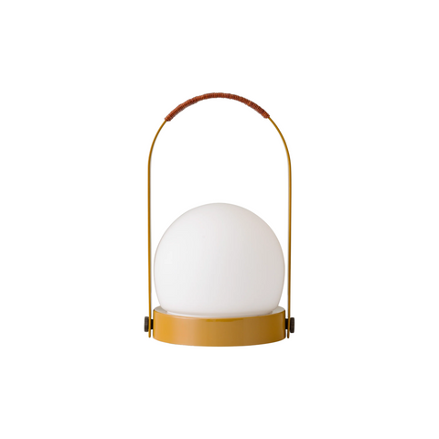 Audo Copenhagen Carrie Portable Lamp, Leather Handle in Golden Brown, packshot on white