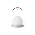 Audo Copenhagen Carrie Portable Lamp, Leather Handle in Linen Blue, packshot on white