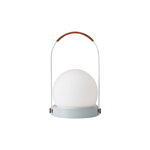 Audo Copenhagen Carrie Portable Lamp, Leather Handle in Linen Blue, packshot on white