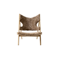 Audo Copenhagen Knitting Lounge Chair, Sheepskin in Natural Oak and Sheepskin Sahara, packshot on white