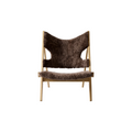 Audo Copenhagen Knitting Lounge Chair, Sheepskin in Natural Oak and Sheepskin Root, packshot on white