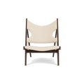 Audo Copenhagen Knitting Lounge Chair in Dark Stained Oak and Logan Jasmine, packshot on white