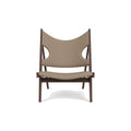 Audo Copenhagen Knitting Lounge Chair in Dark Stained Oak and Logan Flint, packshot on white