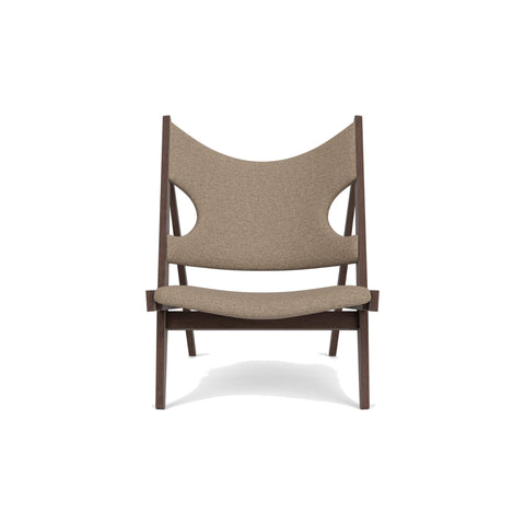 Audo Copenhagen Knitting Lounge Chair in Dark Stained Oak and Logan Flint, packshot on white