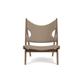 Audo Copenhagen Knitting Lounge Chair in Walnut and Logan Flint, packshot on white