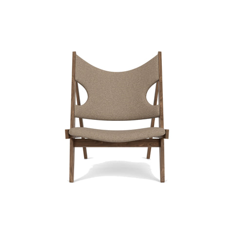 Audo Copenhagen Knitting Lounge Chair in Walnut and Logan Flint, packshot on white